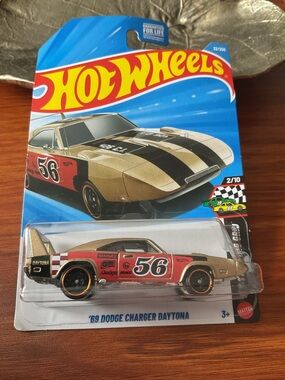 'Hot wheels 69 Dodge Charger Daytona Toy Car - Gold & Red
